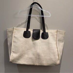 St. Regis - Sonya - Yalong Bag  - Cream Tote Bag with Black Handles and Snap